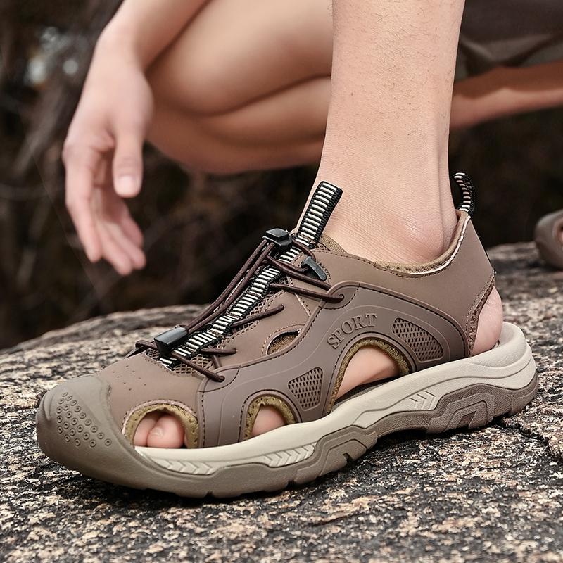 Men's Sport Sandals Comfortable Breathable Outdoor Lightweight Beach Sandals Soft Soled Closed Toe Trail Walking Casual Sandals
