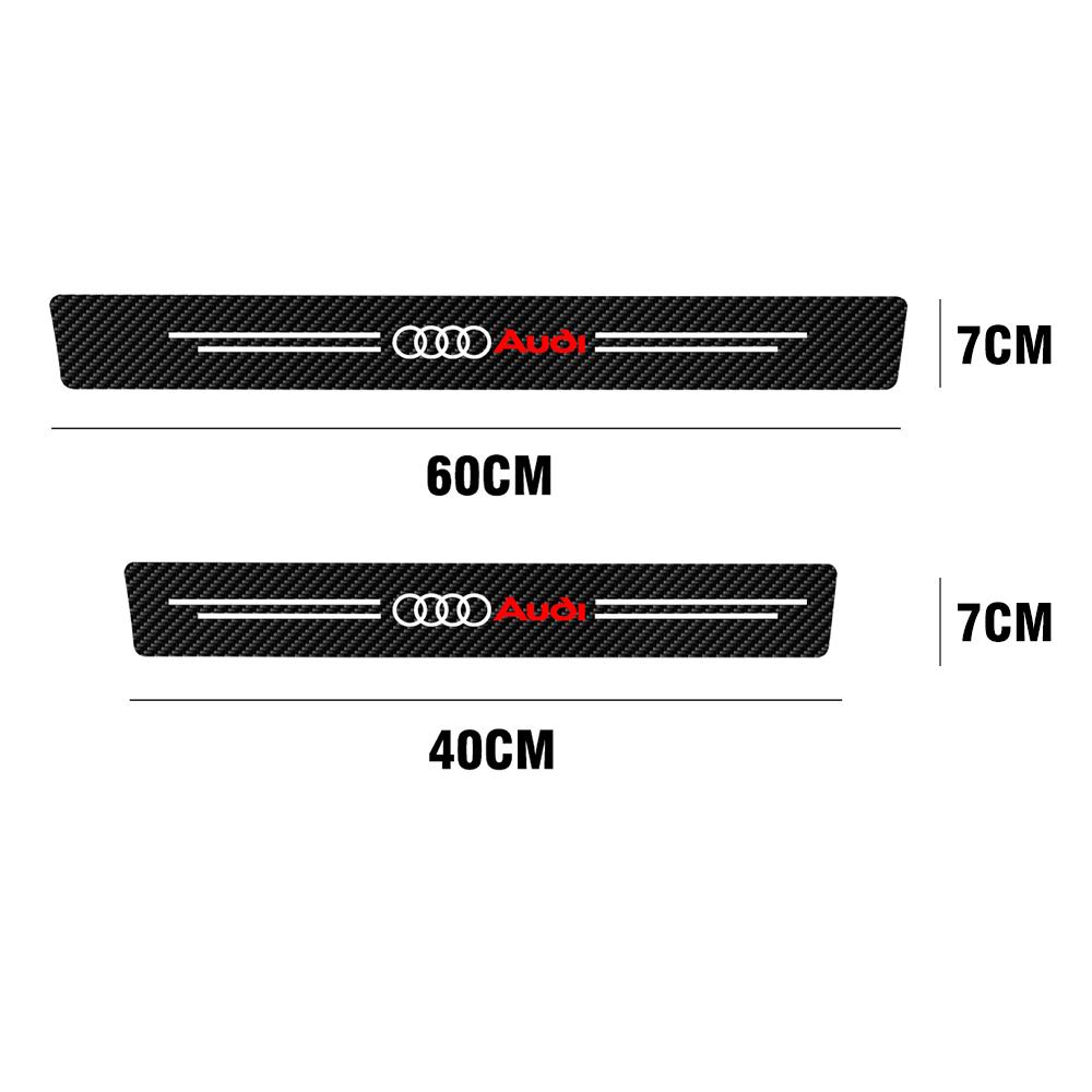 4PCS Carbon Fiber Leather Car Door Sill Protector Sticker Decoration Decal For S1 SLINE A3 8P S3 A4 B6 B7 A6 C5 C7 A5 Q3 Q5 Q7