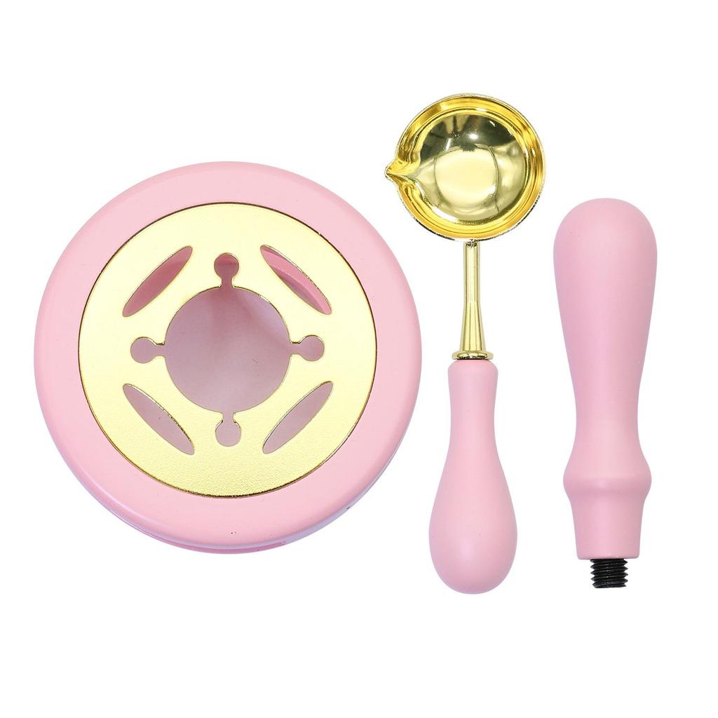 Wax Seal Melting Furnace Set with Handle & Spoon - Wooden Granule Furnace for Crafting