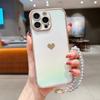 Applicable iPhone16Promax silk side love mobile phone case Apple 15 protective case crystal lanyard