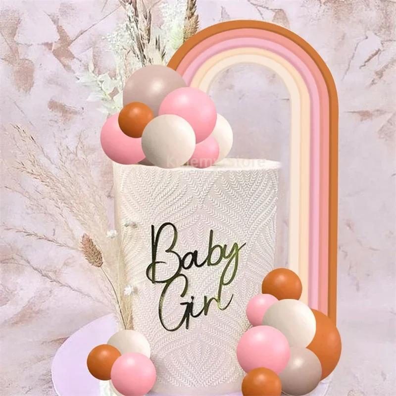 Boho Rainbow Cake Topper Bohemian Soft Pottery Insertion Cupcake Dessert Baby Shower Birthday Wedding Party Decorations Supplies