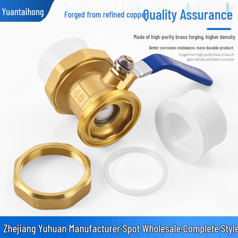 4-Point Straight-Through Brass PPR Double-Head Union Ball Valve Switch