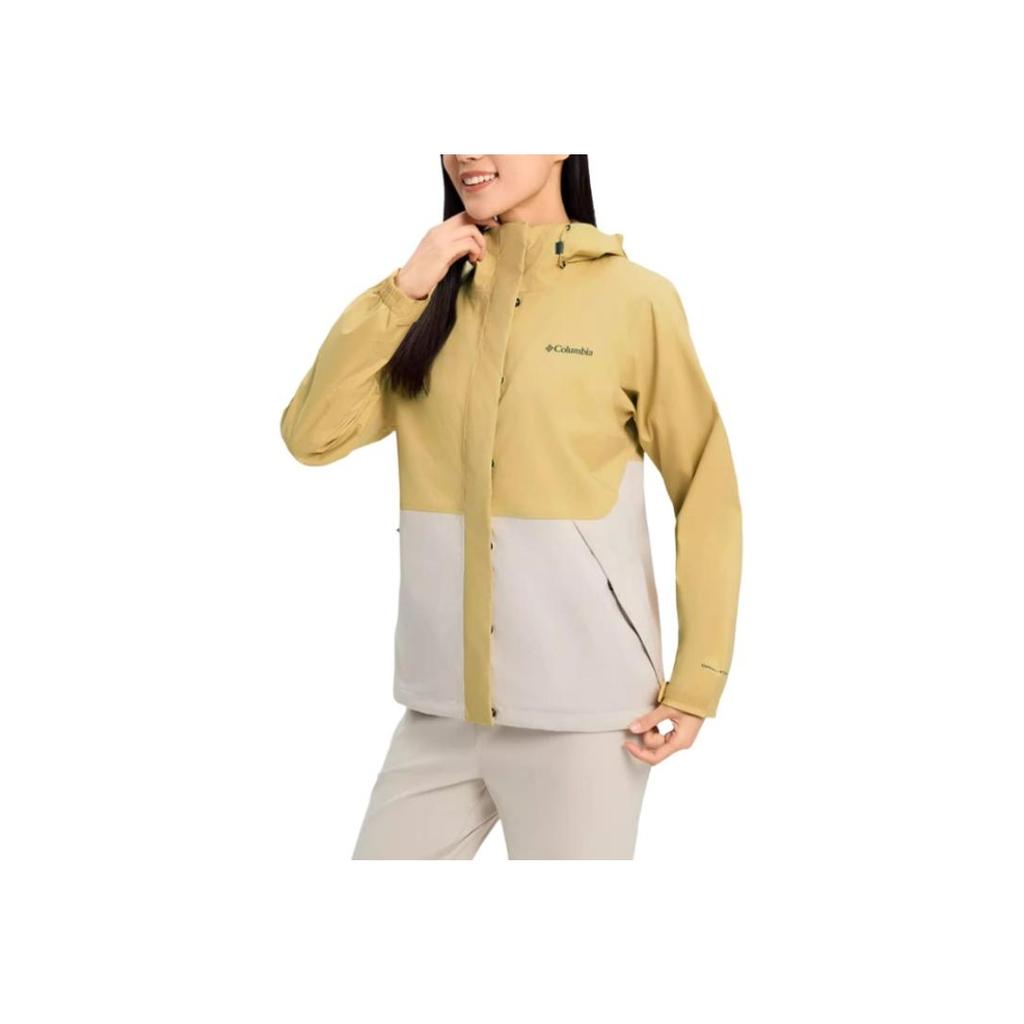 Columbia Color Block Spliced Hooded Long Sleeve Hiking Waterproof Windproof Breathable Lightweight Jacket Women jackets Yellow XR1866-292