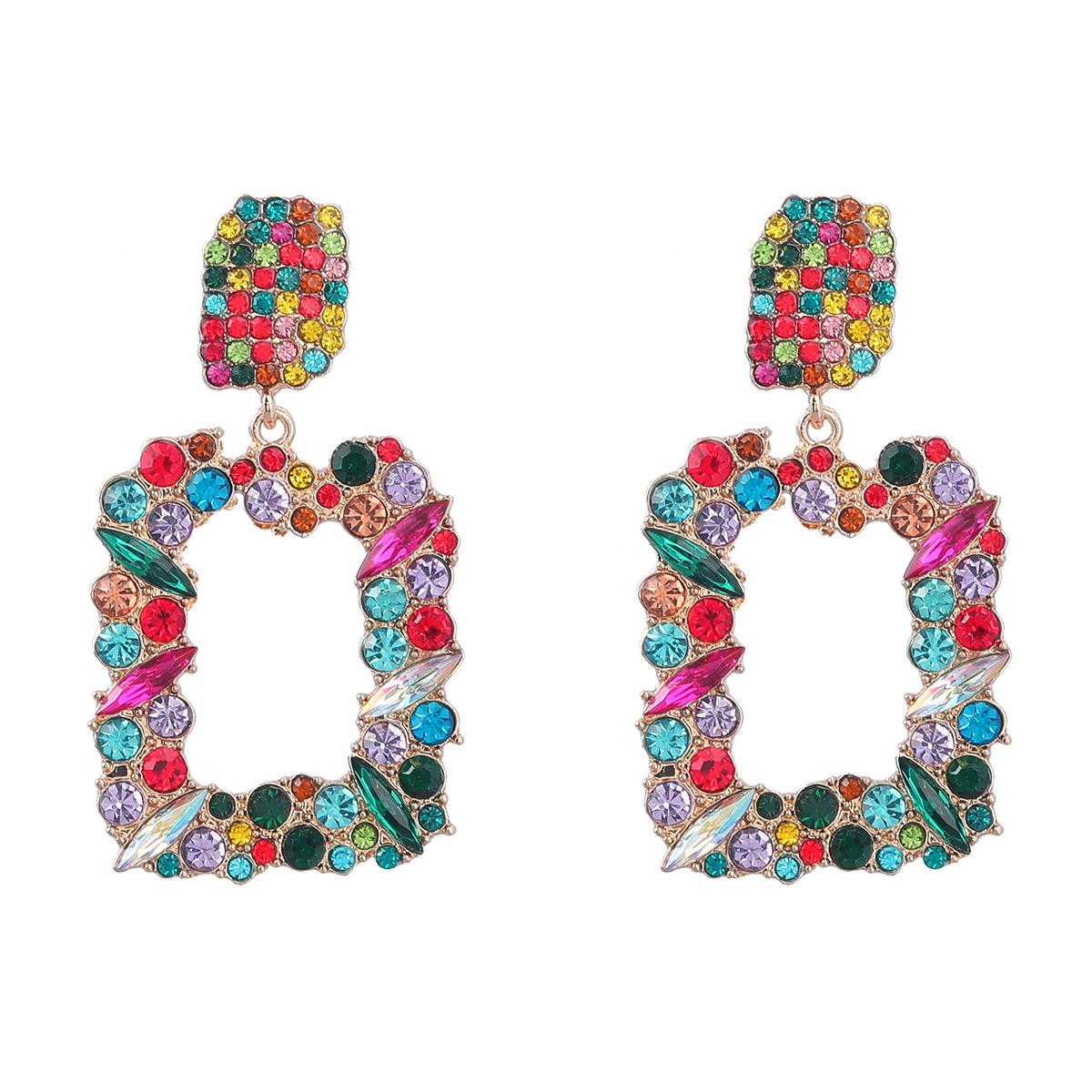 

Новая модаЕвропейские и американские квадратные серьги из преувеличенного сплава с бриллиантами Европейские и американские серьги Женские вечерние серьги