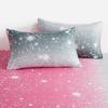 Girly Galaxy Duvet Cover,Reversible Dreamy Pink Grey Gradient Comforter Cover,Watercolor Starry Sky Glittering Stars Bedding Set