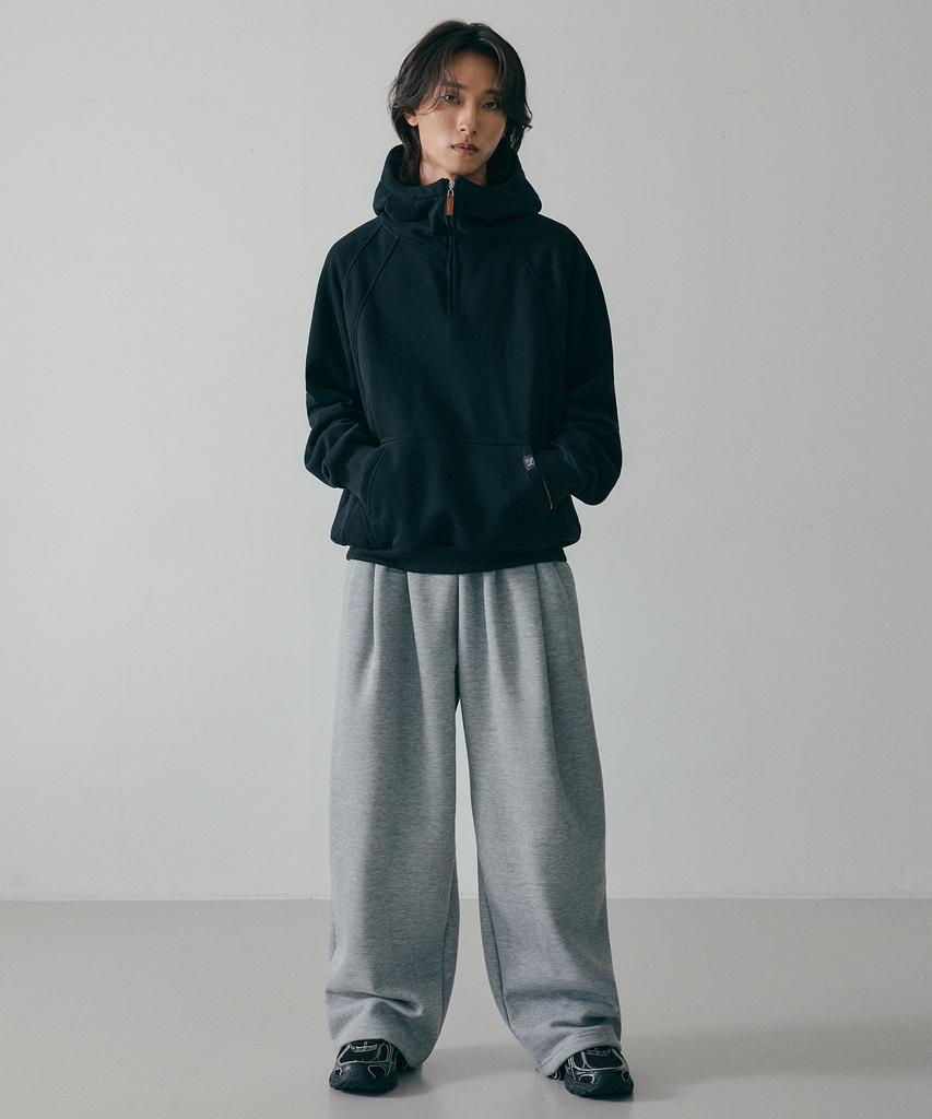 Lxt Double-Pleat Hidden String Wide Sweatpants [Grey Melange]