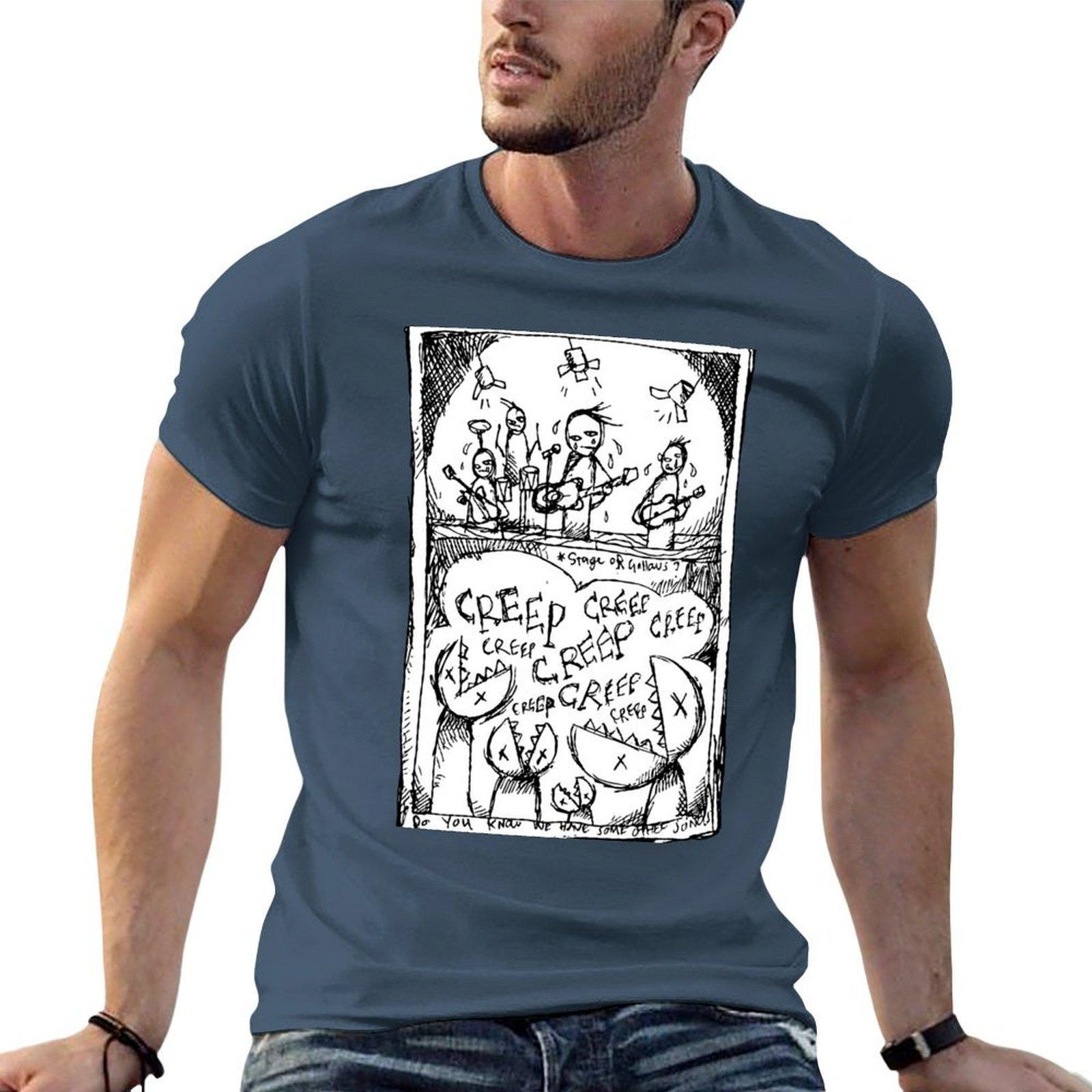 Creep An Illustrated Depiction Of The Band Performing Live Tshirt Work Comfort Tshirt For Unisex S