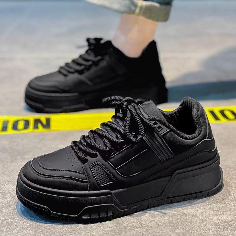 Darth Vader Men's Shoes Spring Trend Versatile Sports Casual Pure Black Low-top Board Shoes Thick-soled Heightening Bread Tide Shoes