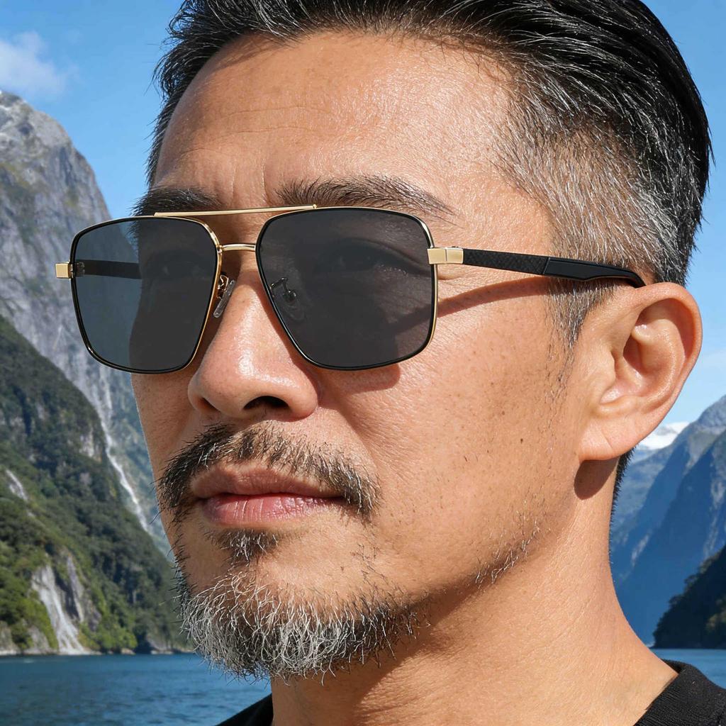 KAJILA 2026 Men's Retro Square Frame Polarized Sunglasses with Double Bridge Sun Protection