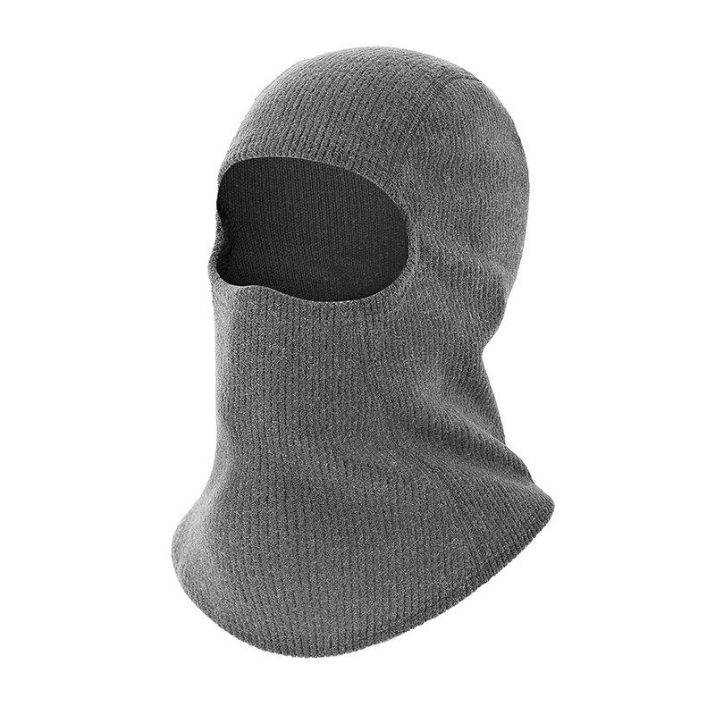 Balaclava knitted yak fleece hat women's ear protection headgear windproof neck protection warm knitted pullover hat men