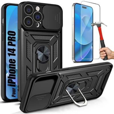 Case - BOOLING - for iPhone 14 Pro - Black - Protection with Stand - Rear Camera Cover