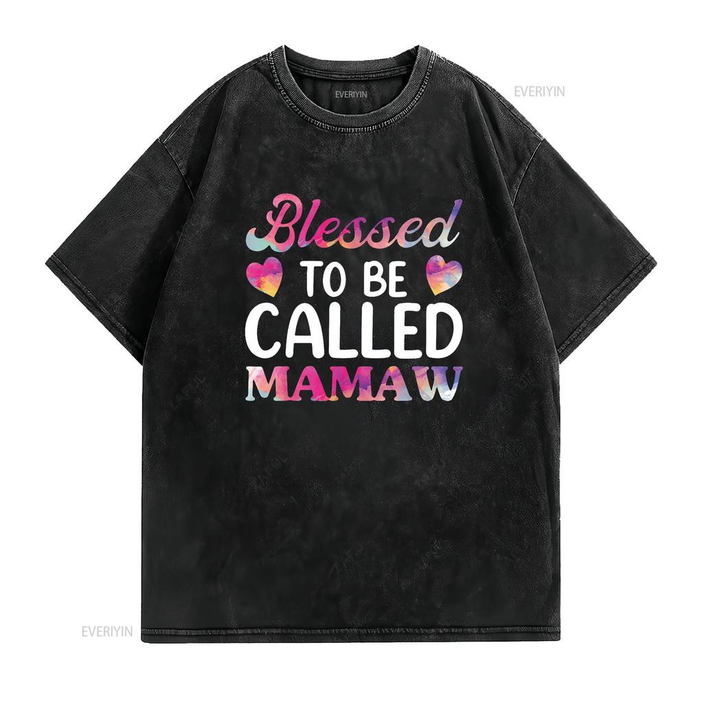 Blessed To Be Called Mamaw T Shirt Funny Mothers Day Grandma vintage Washed Soft Versatile streetwear Casual homme Breathable