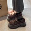 Retro Good-looking Versatile Platform Small Leather Shoes Women's Spring New Big Head Bow Deep Mouth Single Shoes