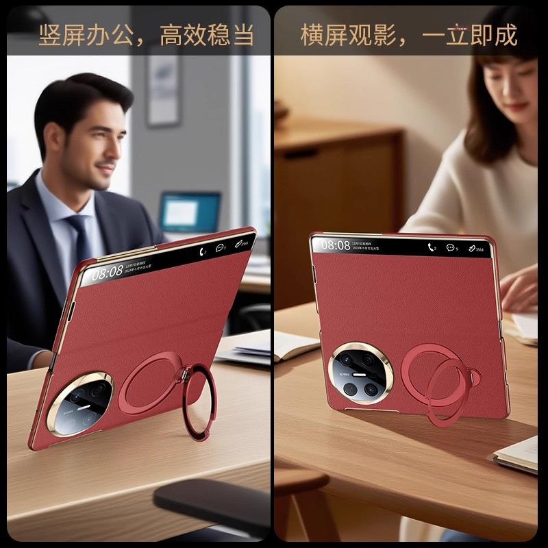 Applicable to Huawei matex6 mobile phone case smart window x5 magnetic suction bracket x3 collector's edition electroplated clamshell men's leat