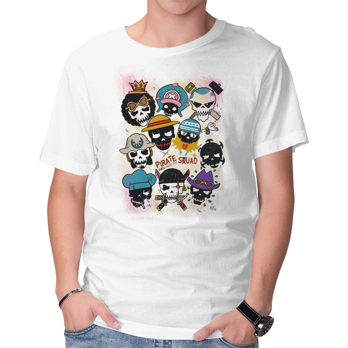 Unisex Crew Neck T-Shirt Pirate Squad Graphic Short Sleeve Casual Tee L