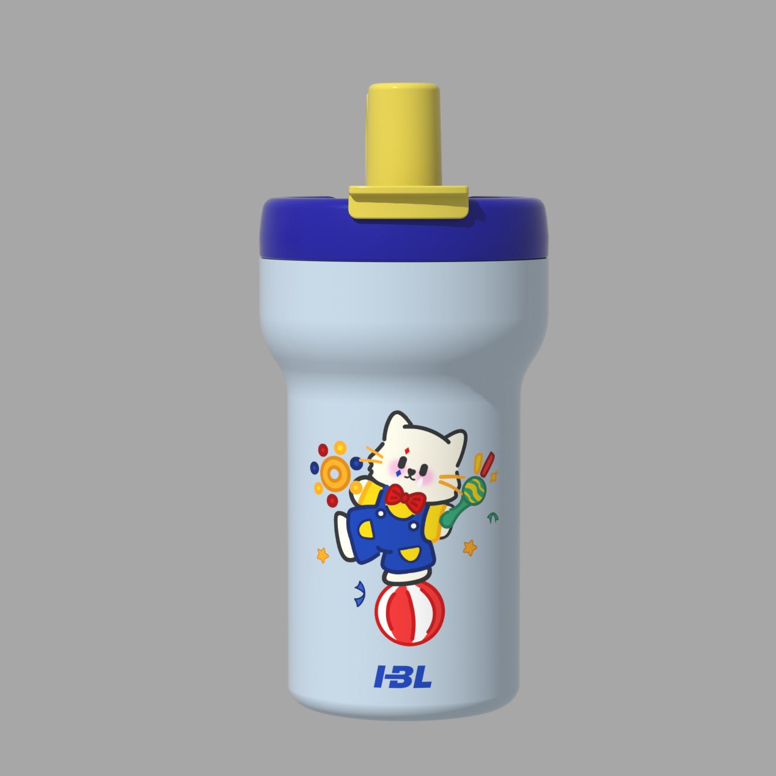 

New cartoon double drink coffee cup ceramic liner large capacity thermos cup men s and women s portable leak-proof straw cup 700ml