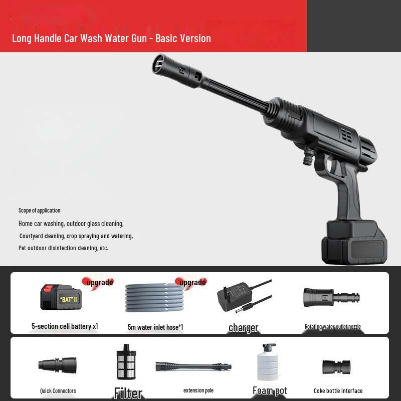 Electric Wireless High-Pressure Car & Home Washer - Automatic, Dual-Use, High-Power Cleaning Tool