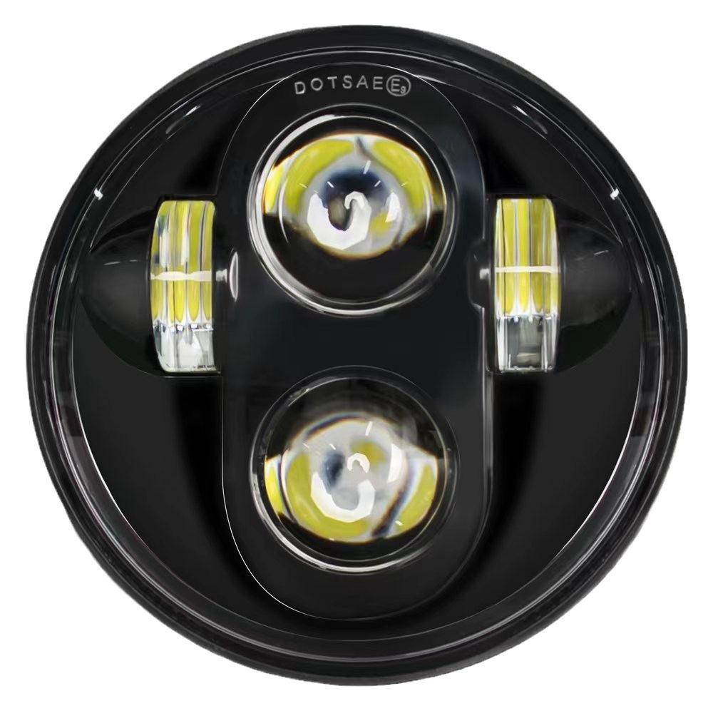 Harley Motorcycle 5.75" LED Headlight: Super Bright High/Low Beam Mod