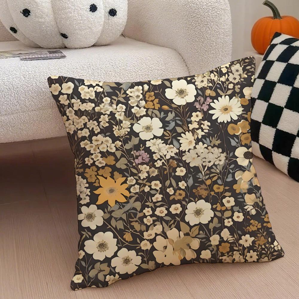 Fashion Retro Floral Classical Elegant Style Cushion Cover Linen Pillow Case Soft Breathable Protective Couch Room Decoration