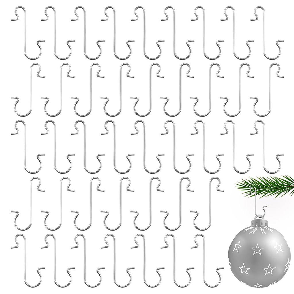 100pcs Christmas Ornament Hooks Metal Iron S-Shaped Hook Holders Christmas Tree Ball Pendant Hanging Decoration for Home