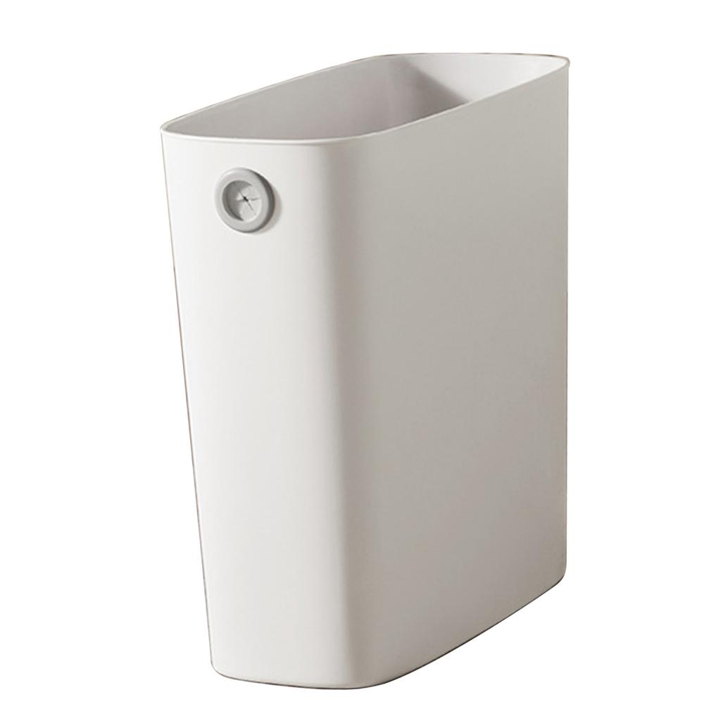Small Trash Can PP TPR Plastic Wastebasket Slim Open Top Garbage Container Bin for Bathroom Office Bedroom Kitchen White