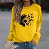 Damenmode Lässig Langarm Einfarbig Bedruckt Rundhals Oberteil Sweatshirt