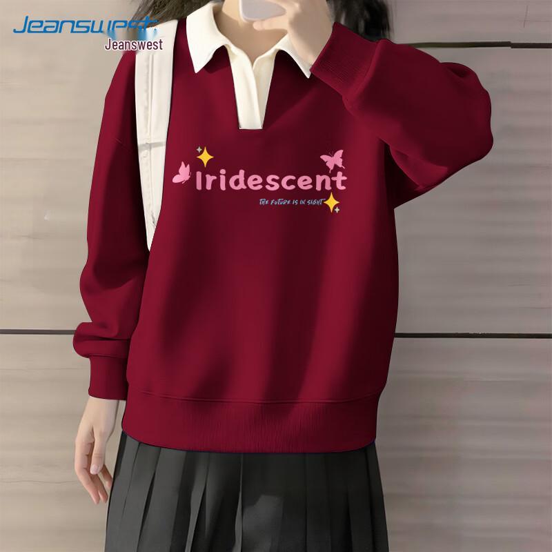 Jeanswest Women s Casual Polo Collar Pullover Sweatshirt L