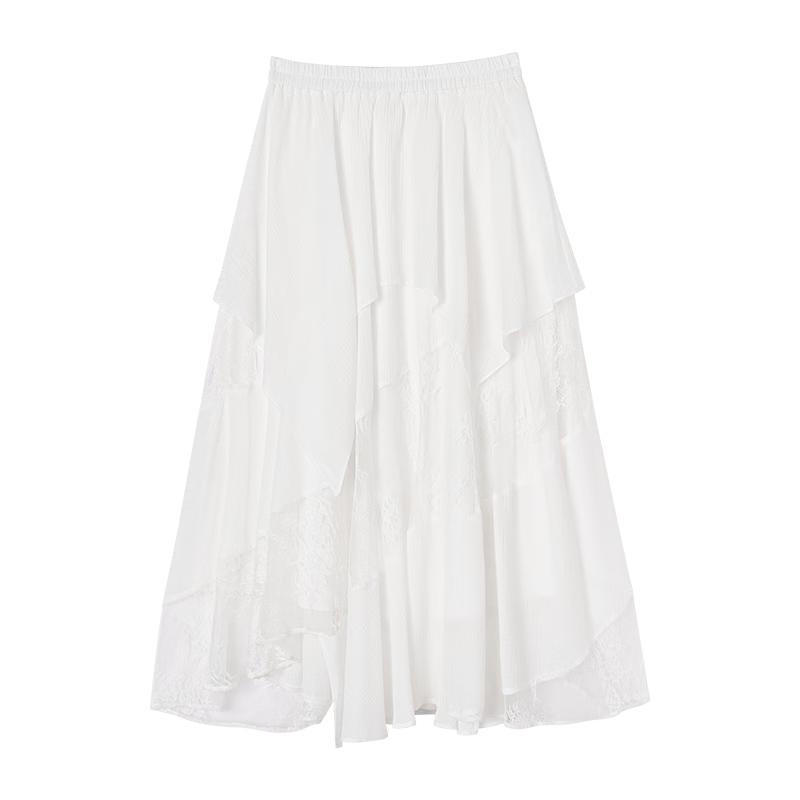 Women s High-Waist Irregular Lace A-Line Skirt M