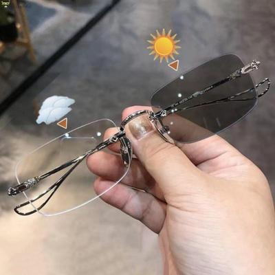 Pochromic Anti-blue Glasses Frameless Temperament Flat Lens Burst Glasses Women Men Fashion Eyewear