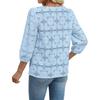 Women Casual Lace Three Quarter Sleeve Round Neck Blouse