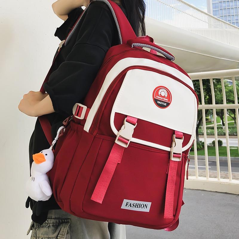 School Bag New School Bag Female Junior High School Student High School Student Backpack Grade 3-6 Large Capacity Simple Lightweight Backpack