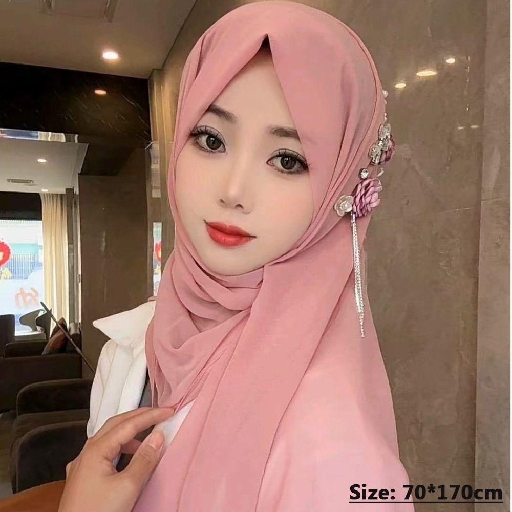 Gauze Head Wraps Long Islamic Headscarf Elegant Plain Hijab