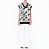 We11done Ss22 Logo Geometric Pattern Full Knit V-Neck Vest Unisex vests White WD-KV1-22-652-U-IV