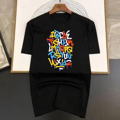 Camiseta de marca de lujo con estampado de 26 letras en inglés para hombre, camiseta unisex de verano vintage de gran tamaño, camisetas Y2k de manga corta para hombre