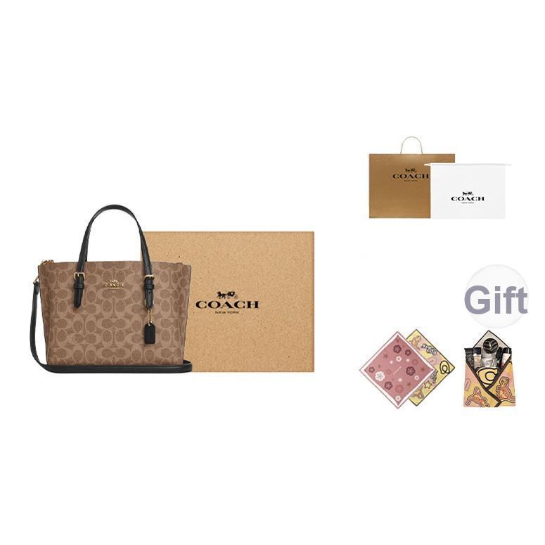 Coach Mollie Brand Logo Detachable Shoulder Strap Tote Bag Shopping Bag Women Tote Brown Black CV965-IMQRX