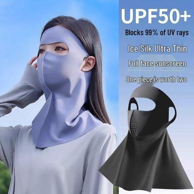 Sunshade Facekini: Full-Coverage UV Protection Mask for Women - Breathable Neck and Face Shield