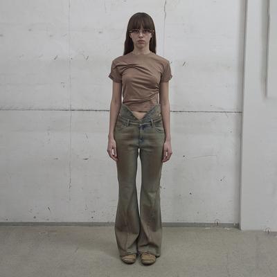 LCDC™ Cut-Out Waist Washed Denim (Sand Gray)