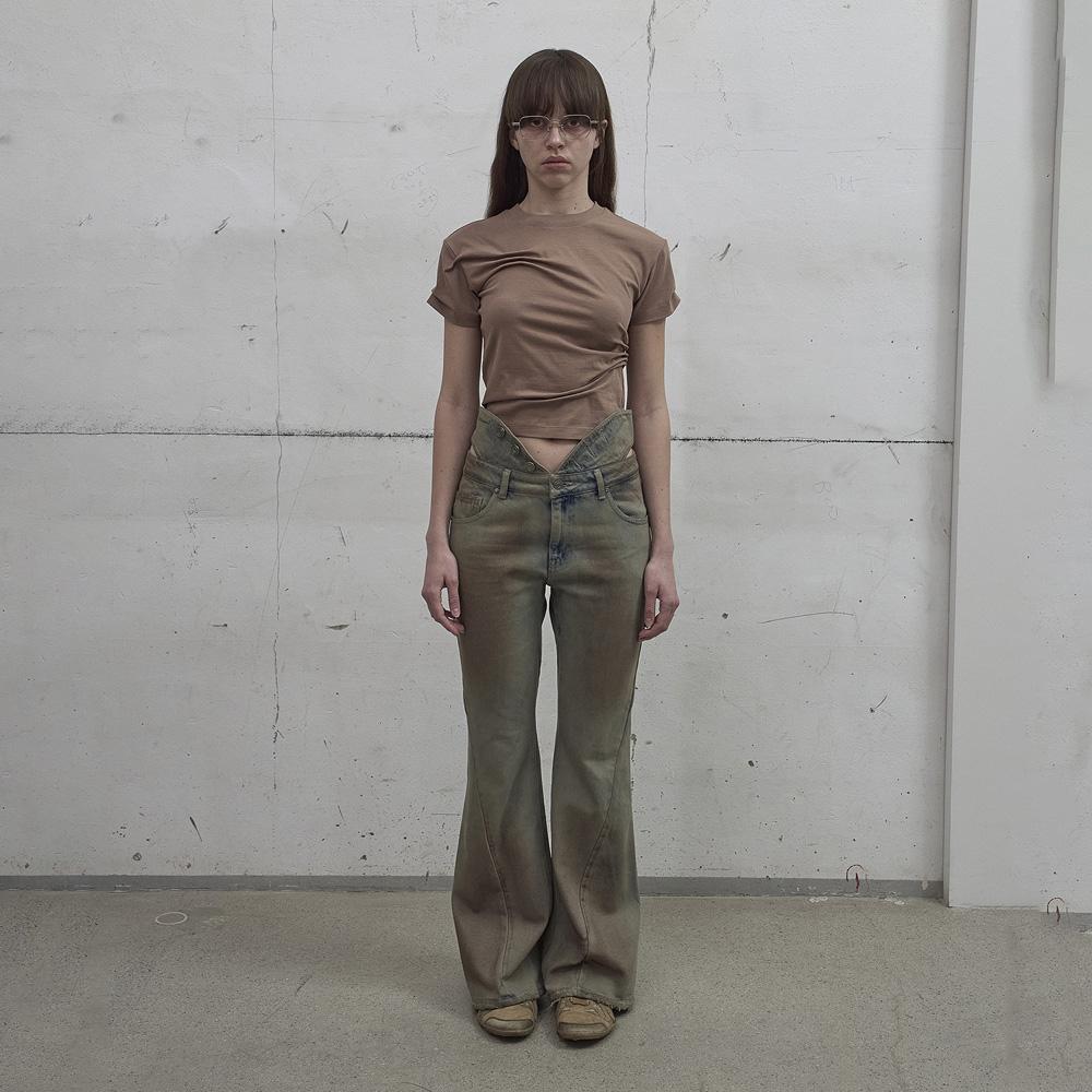 LCDC™ Cut-Out Waist Washed Denim (Sand Gray)