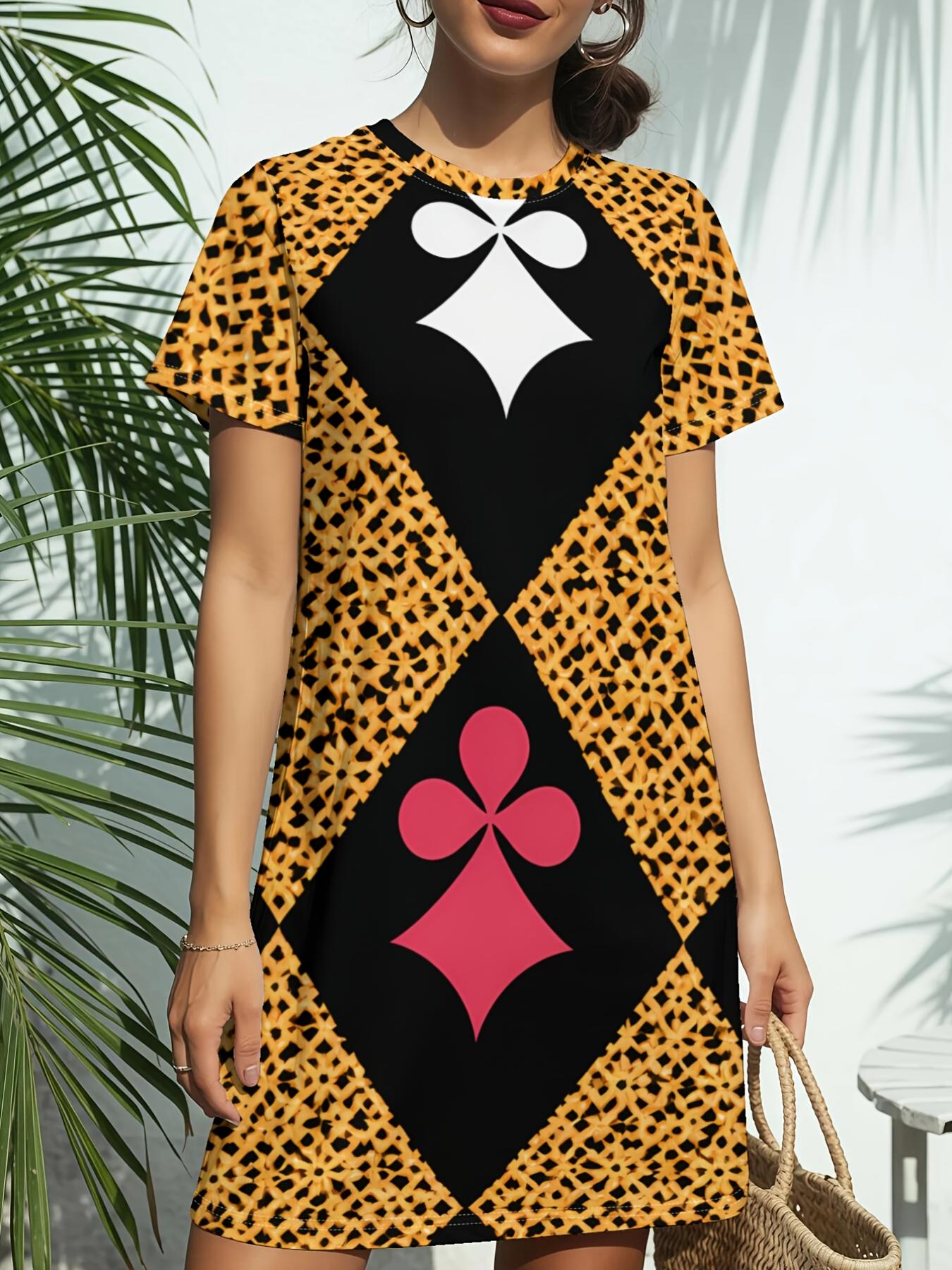 

Diamond Retro Print New Women S Round Neck Short Sleeve T-Shirt Dress. American Style Trend Digital Printing. Casual And Versatile for Spring And Summ 2XL дубильная кора