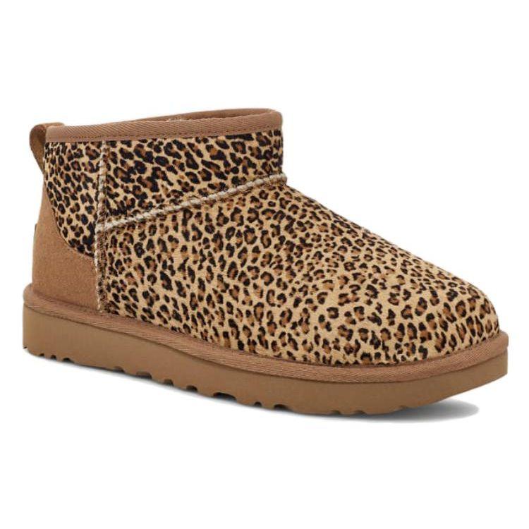 UGG  Classic Ultra Mini Speckles Boot Leopard Print Women Sneakers Brown Chestnut 1149270-CHE