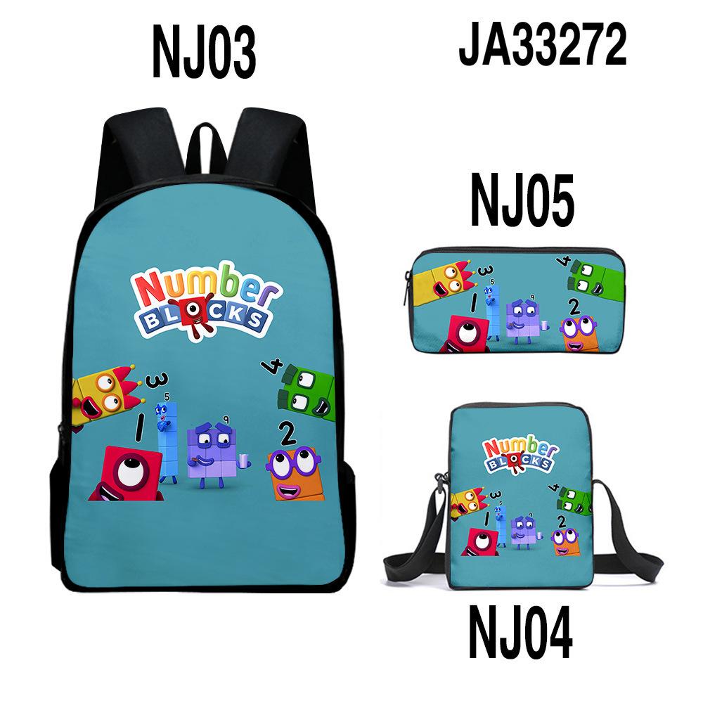 Game Merchandise Digital Building Block Schoolbag Backpack Satchel Pencil Bag Backpack Three-Piece Set