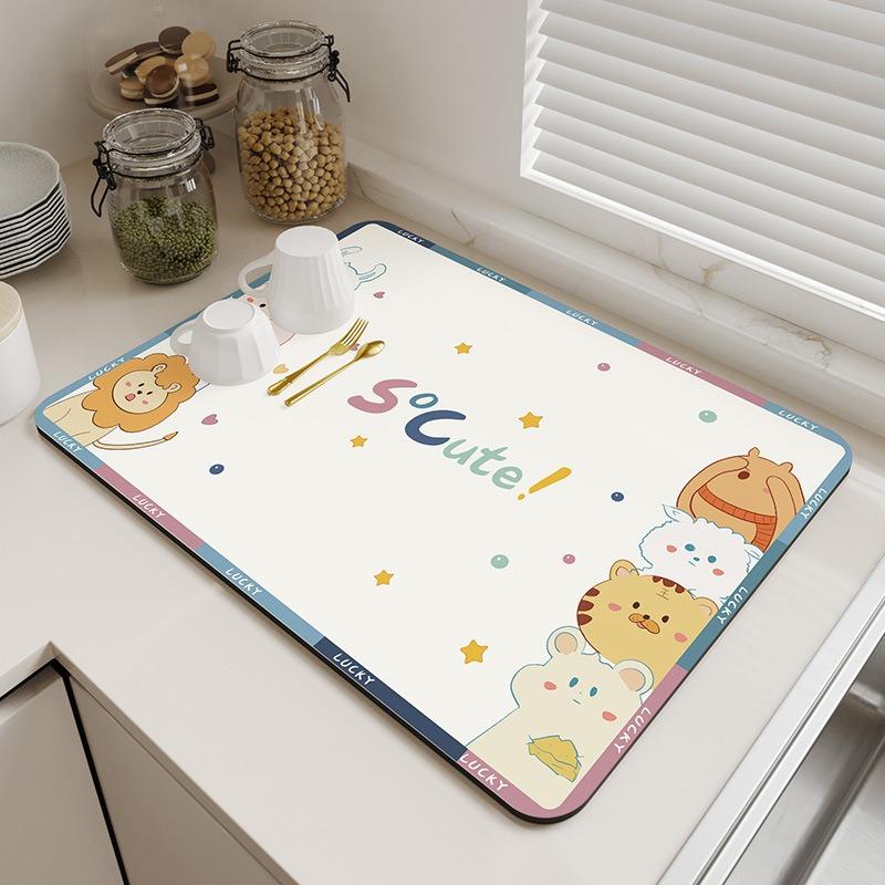 

Super Absorbent Large Kitchen Absorbent Mat Antiskid Draining Coffee Dish Drying Mat Quick Dry Bathroom Drain Pad Tableware Mat (as the picture,20x30cm)