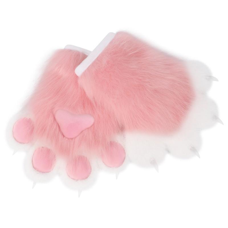 Furry Costume Paw Gloves Cosplay Performance - Soft Plush Animal Claw Hands With Fabric Pads Anime Convention Accessory
