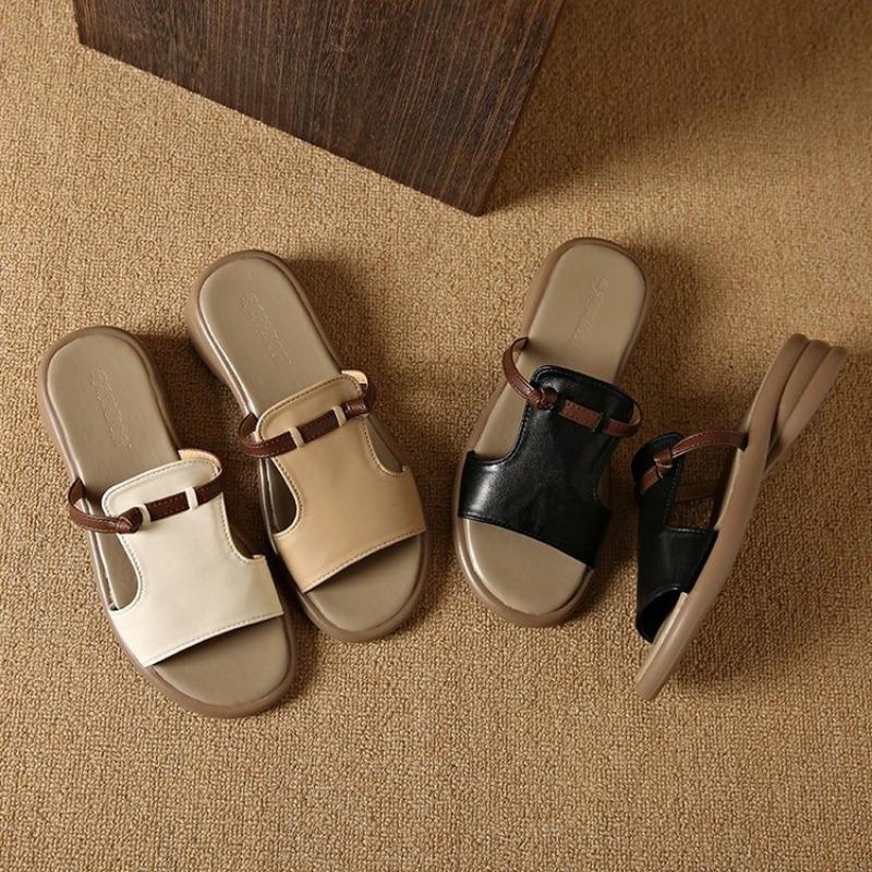 Retro-Außenpantoffeln in Übergröße, neue einfache Ein-Zeichen-Sandalen, modische seitlich offene, coole Hausschuhe