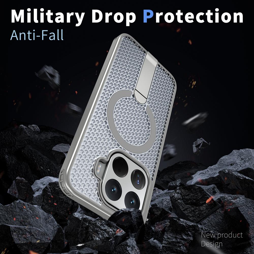 KEYSION Hollow Heat Dissipation Magnetic Case for Xiaomi 17T Pro 5G Cooling Hide Stand Shockproof Phone Cover for Xiaomi 17T 5G