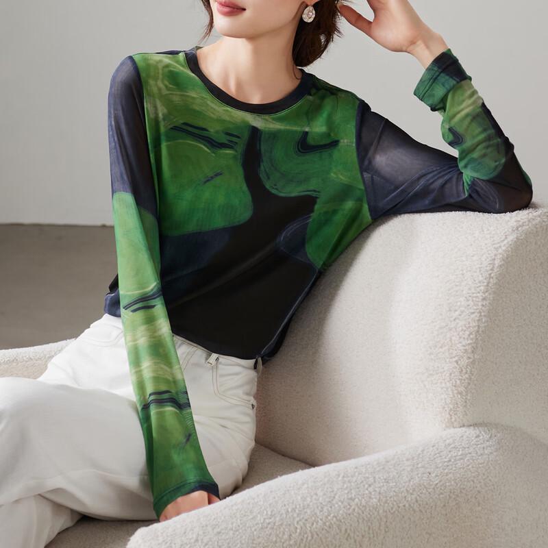 SOFSIL Women s Color-block Mesh Long Sleeve T-Shirt XL