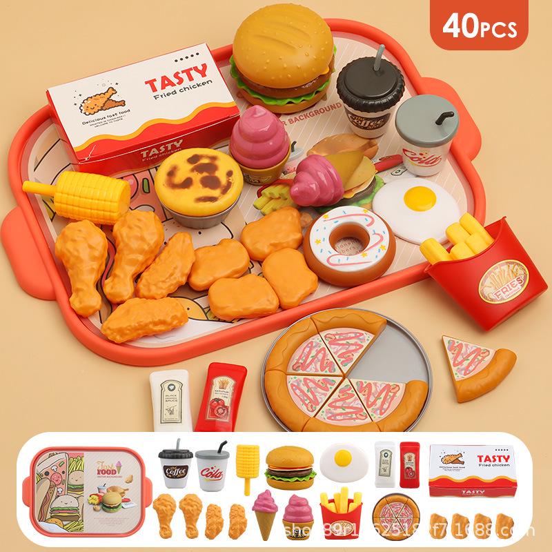 Kids' Pretend Play Kitchen Set: Hamburger, Fries, Pizza - Educational Toy for Boys and Girls