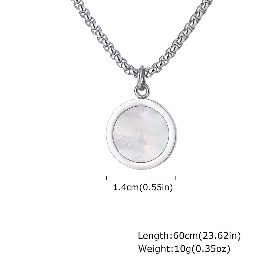 Stainless Steel Round, Oval Brand Natural Stone Abalone Shell Necklace Men'S Geometric Simple Pendant Nc-1061