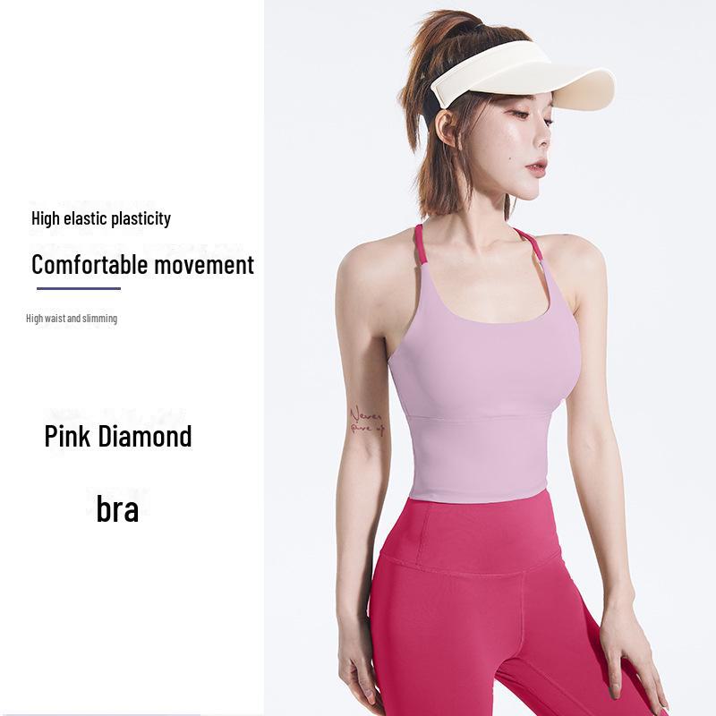 Women's Thin Strap Sports Bra with Chest Pad - Yoga and Fitness Vest Top