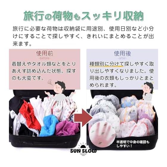 [Set of 15] Drawstring Bag, Kinchaku Bag, Vinyl Waterproof Hot Spring Bag [S/M/L 3 Size Set] Subdivision, Plastic Bag, Changing Bag, Shoe Bag, Travel
